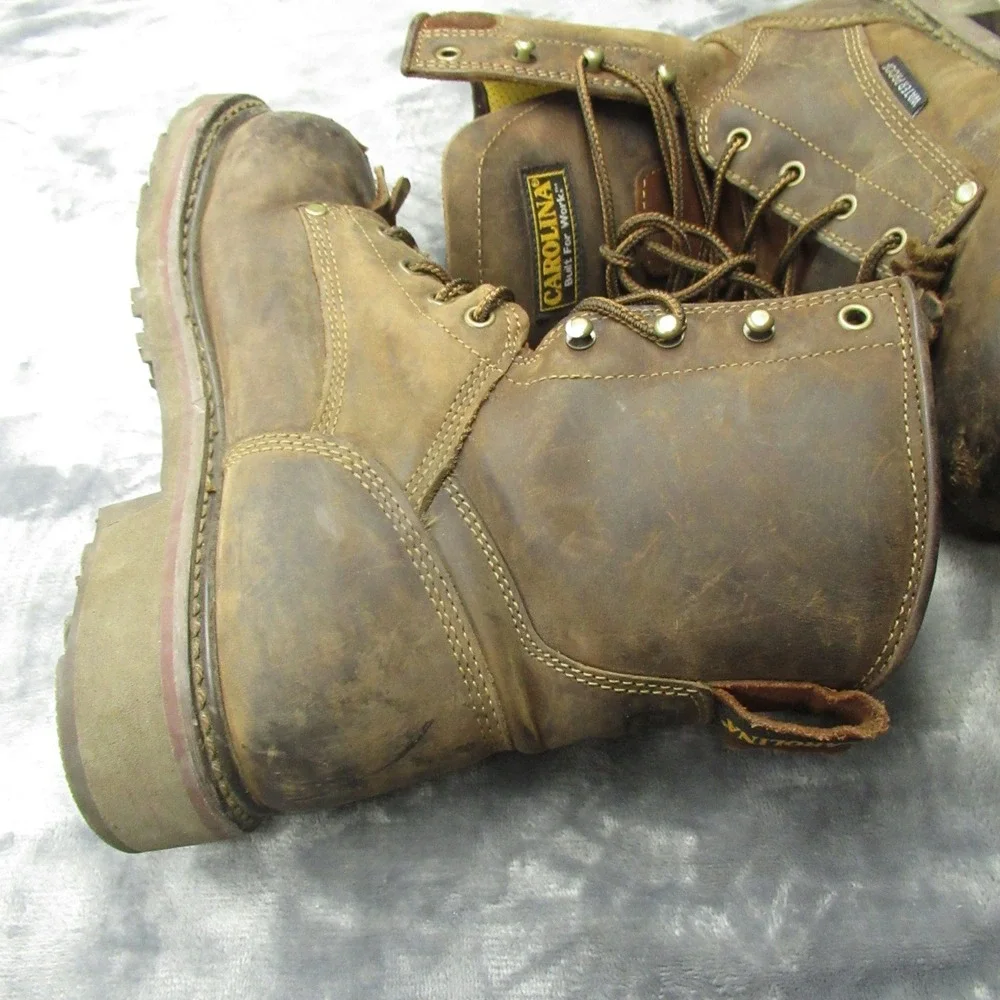 Carolina Mens Work Boots 8.5D Waterproof Composite Toe Brown Leather Lace Logger